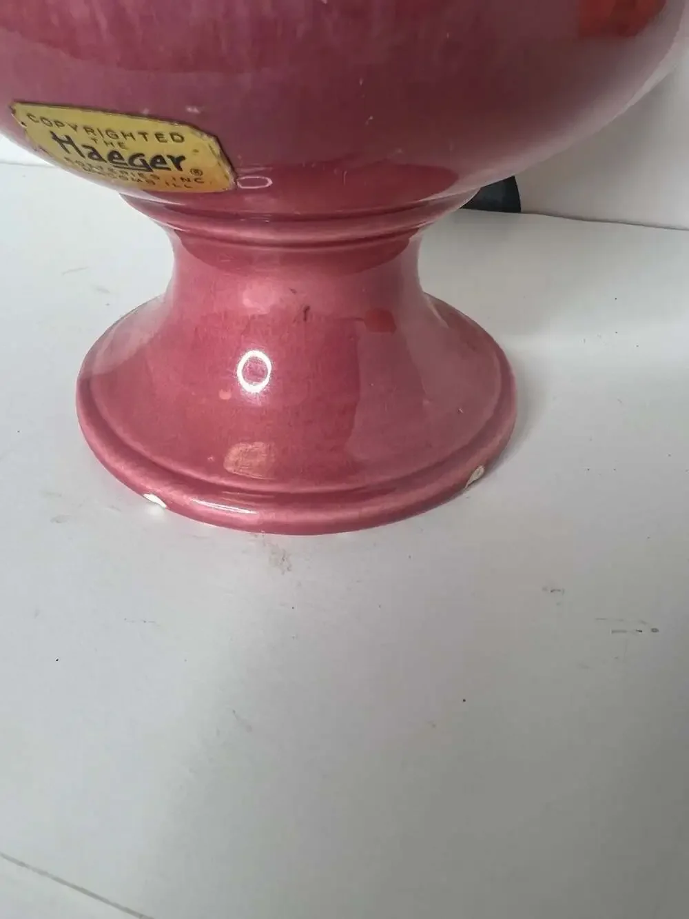 Vintage Royal Haeger Pottery Pink Glaze Pedestal Bowl / Vase